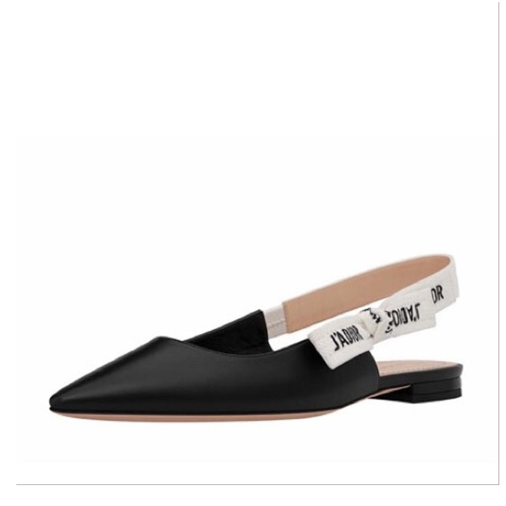 J'Adior Slingback Ballerina Flat Black leather